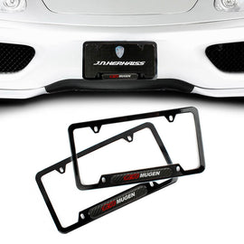 Brand New Universal 2PCS Mugen Glossy Black Metal License Plate Frame