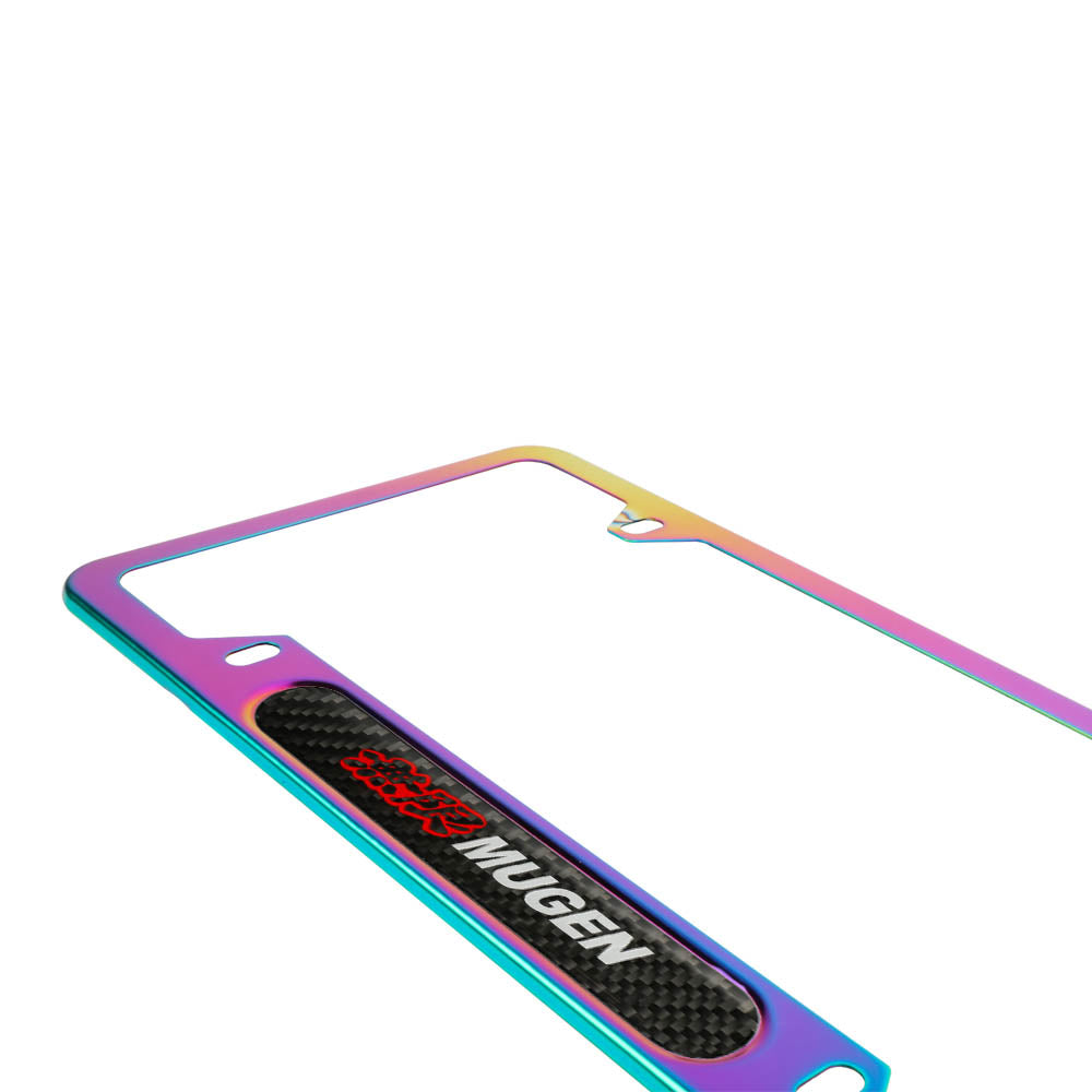Brand New Universal 2PCS MUGEN Neo Chrome Metal License Plate Frame