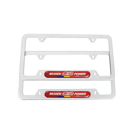 Brand New Universal 2PCS Mugen Power Silver Metal License Plate Frame