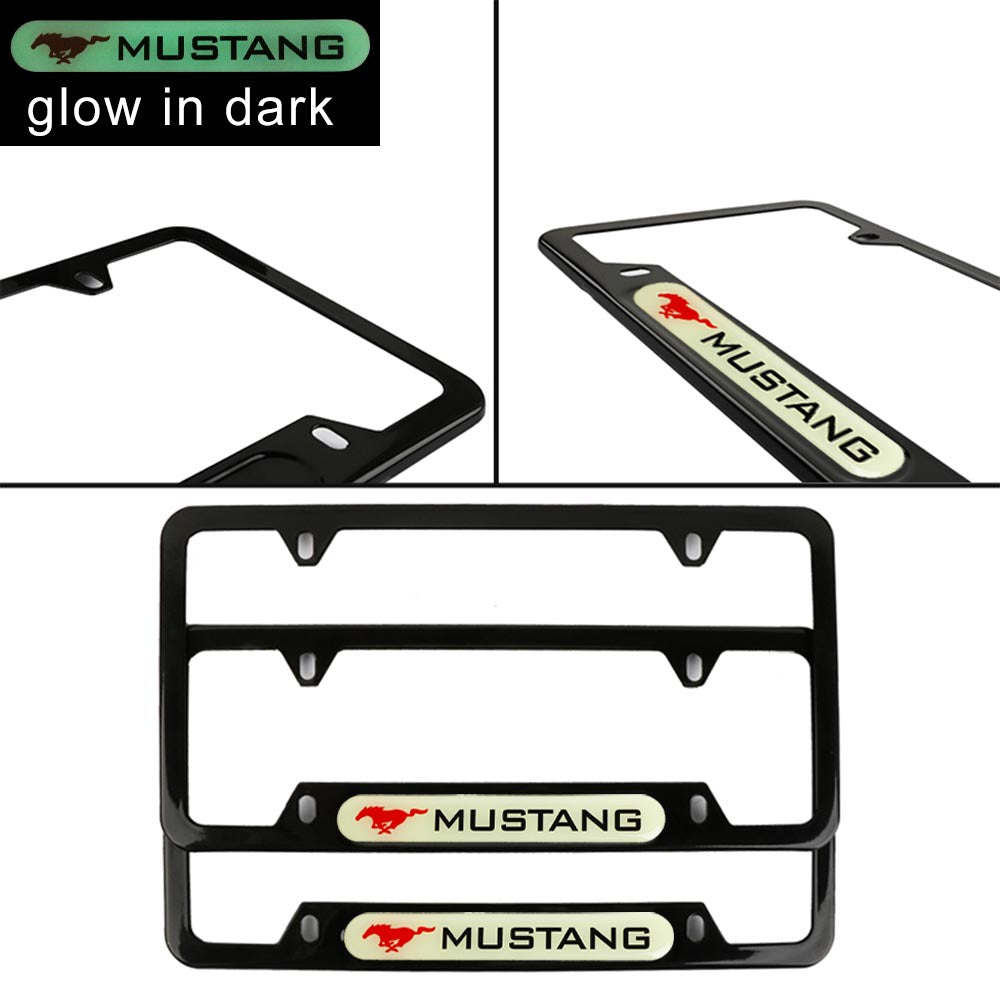 Brand New Universal 2PCS FORD MUSTANG Black Metal License Plate Frame