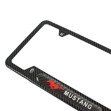 Load image into Gallery viewer, Brand New Universal 1PCS Mustang Carbon Fiber Look Metal License Plate Frame