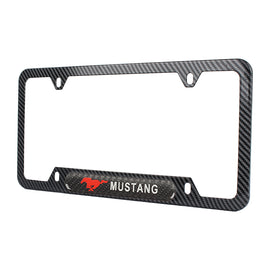 Brand New Universal 1PCS Mustang Carbon Fiber Look Metal License Plate Frame