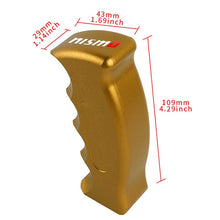 Load image into Gallery viewer, Brand New Nismo Universal Gold Aluminum Slotted Pistol Grip Handle Manual Gear Shift Knob Shifter M8 M10 M12