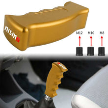 Load image into Gallery viewer, Brand New Nismo Universal Gold Aluminum Slotted Pistol Grip Handle Manual Gear Shift Knob Shifter M8 M10 M12