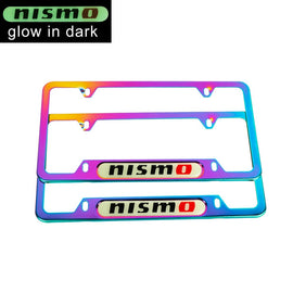 Brand New Universal 2PCS Nismo Neo Chrome Metal License Plate Frame
