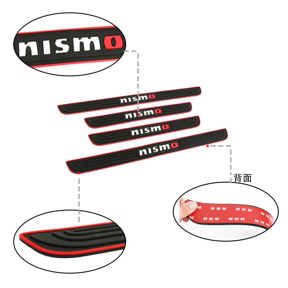 Brand New 4PCS Universal Nismo Red Rubber Car Door Scuff Sill Cover Panel Step Protector