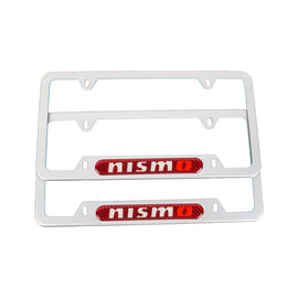Brand New Universal 2PCS Nismo Silver Metal License Plate Frame
