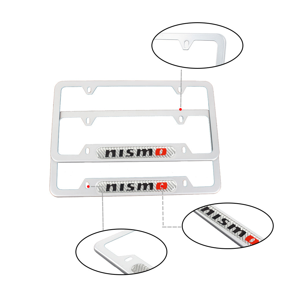 Brand New Universal 1PCS Nismo Silver Metal License Plate Frame