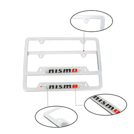 Brand New Universal 2PCS Nismo Silver Metal License Plate Frame