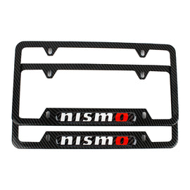 Brand New Universal 2PCS Nismo Carbon Fiber Look Metal License Plate Frame