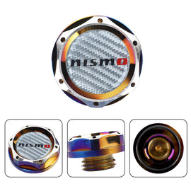 Brand New Jdm Nismo Burnt Blue Engine Oil Cap With Real Carbon Fiber Nismo Sticker Emblem For Nissan