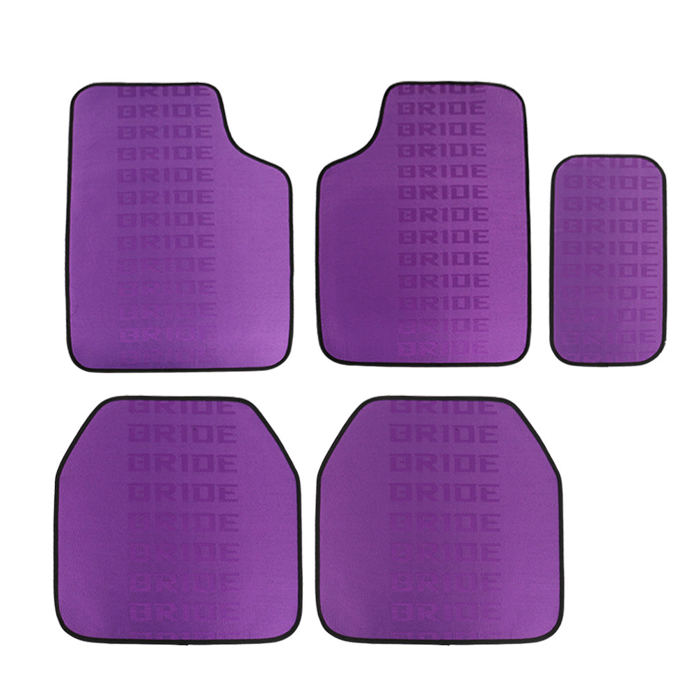 Brand New 5PCS Bride Purple Graduation Color Hybrid Racing Fabric Floor Mats Interior Carpets Universal