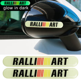 Brand New 2PCS RALLIART Glows in Dark Green Car Trunk Side Fenders Door Badge Scratch Guard Sticker