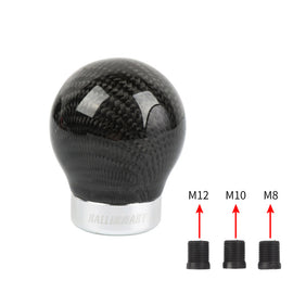 Brand New Ralliart Universal Real Carbon Fiber Round Ball Manual Car Racing Gear Shift Knob Shifter M12 M10 M8