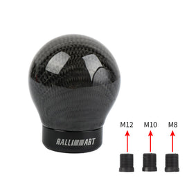 Brand New Ralliart Universal Real Carbon Fiber Round Ball Manual Car Racing Gear Shift Knob Shifter M12 M10 M8