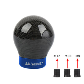 Brand New Ralliart Universal Real Carbon Fiber Round Ball Manual Car Racing Gear Shift Knob Shifter M12 M10 M8