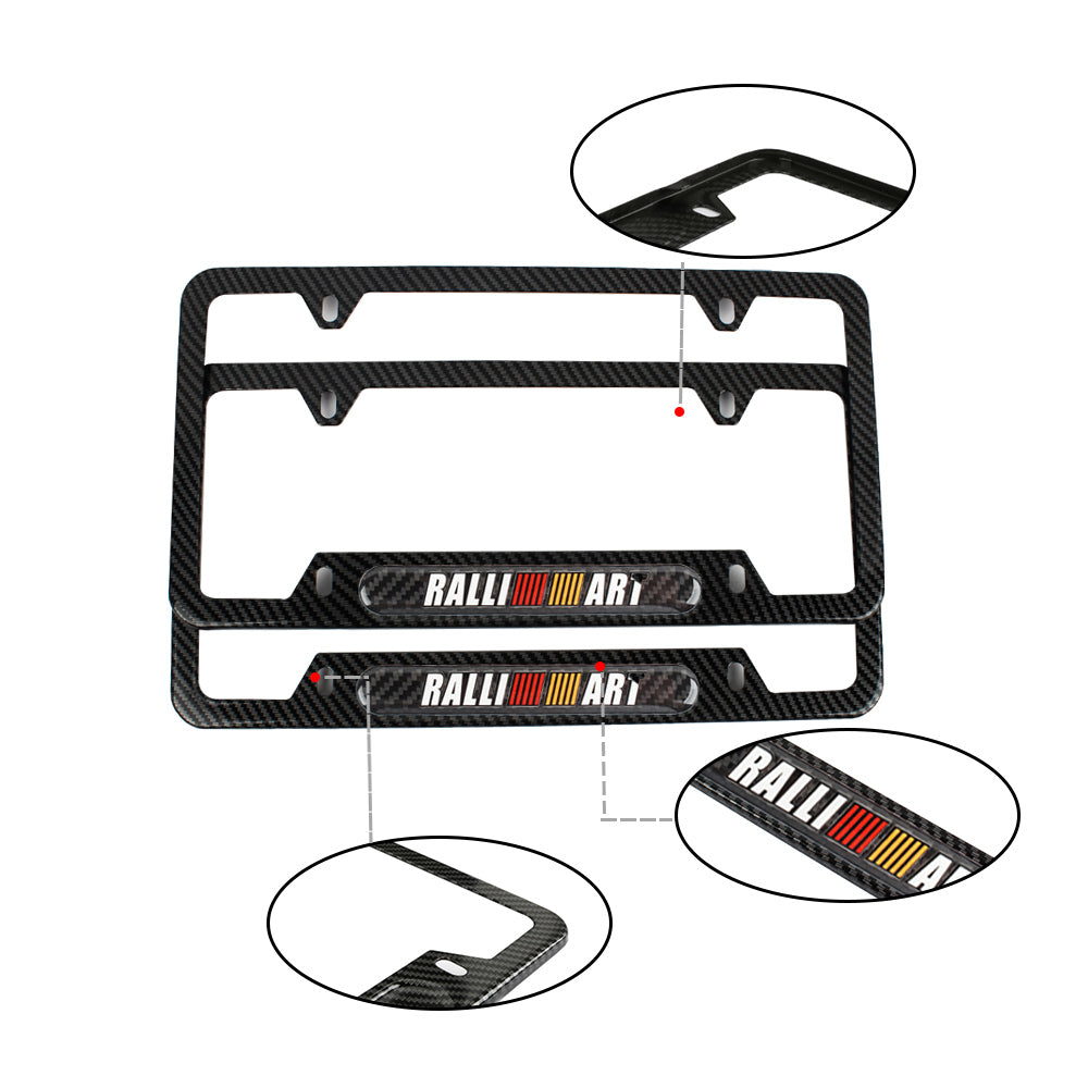 Brand New Universal 1PCS Ralliart Carbon Fiber Look Metal License Plate Frame