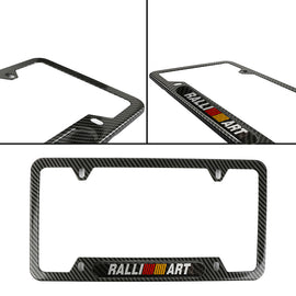 Brand New Universal 1PCS Ralliart Carbon Fiber Look Metal License Plate Frame