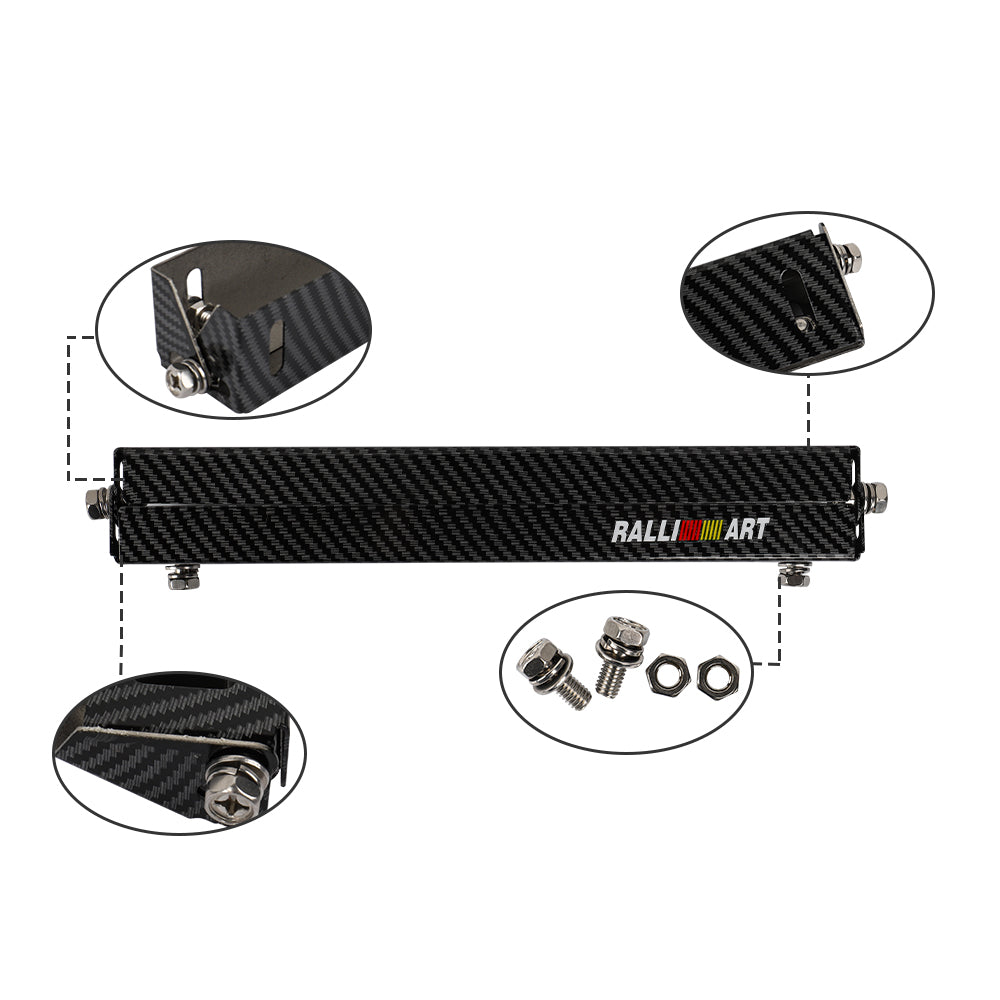 BRAND NEW 1PCS JDM Ralliart Carbon Fiber Look Bumper Front License Plate Holder Relocate Adjustable Bracket