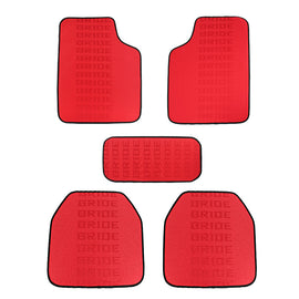 Brand New 5PCS Bride Red Graduation Color Hybrid Racing Fabric Floor Mats Interior Carpets Universal