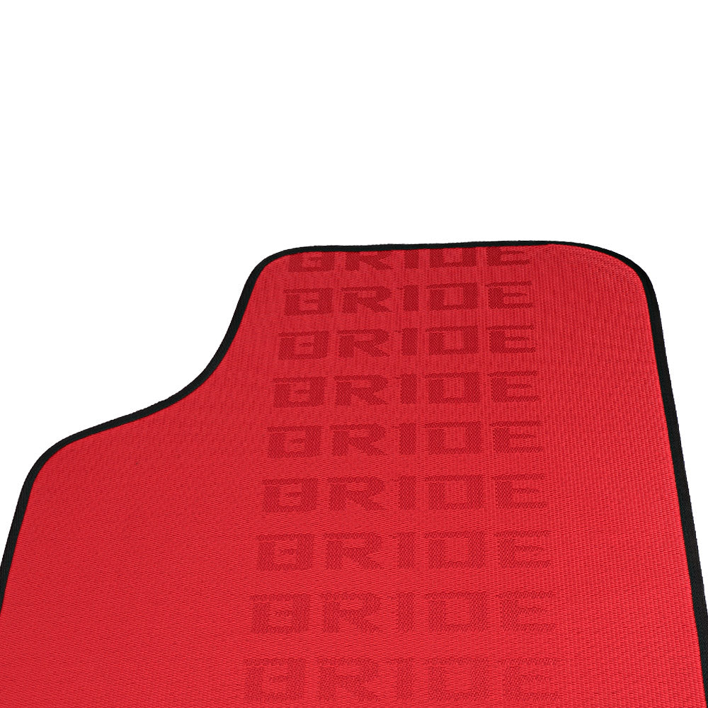 Brand New 5PCS Bride Red Graduation Color Hybrid Racing Fabric Floor Mats Interior Carpets Universal