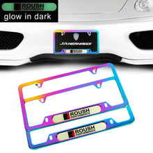 Load image into Gallery viewer, Brand New Universal 2PCS Roush Performance Neo Chrome Metal License Plate Frame