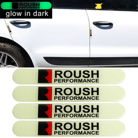 Brand New 4PCS ROUSH PERFORMANCE Glows in Dark Green Car Trunk Side Fenders Door Badge Scratch Guard Sticker