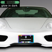 Load image into Gallery viewer, Brand New Universal 2PCS Roush Performance Neo Chrome Metal License Plate Frame