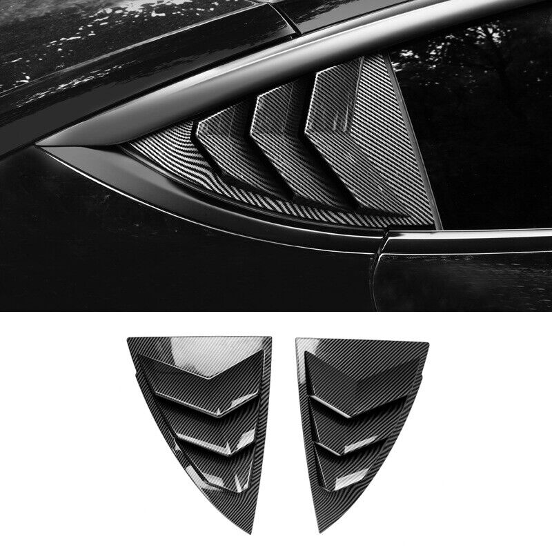 Brand New 2020-2024 Tesla Model Y Carbon Fiber Look Rear Side Window Louver Cover Vent Visor