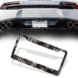 Brand New Universal 1PCS Sakura JDM Wave Black Aluminum License Plate Frame