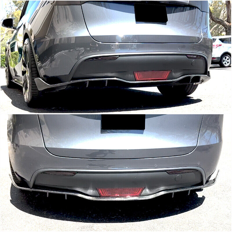 Car Rear Bumper Diffuser Lip Black Lower Valance Bracket Splitter Spoiler Plate Trim For Tesla Model Y 2019 2020 2021 2022 2023 Car Rear Bumper Diffuser Lip Black Lower Valance Bracket Splitter Spoiler Plate Trim For Tesla Model Y 2019 2020 2021 2022 2023