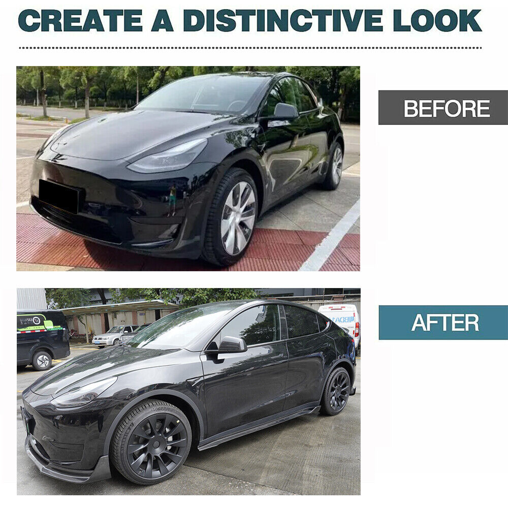 Brand New Tesla Model Y 2020-2023 Real Carbon Fiber Side Skirts Extension Lip Rocker Panel