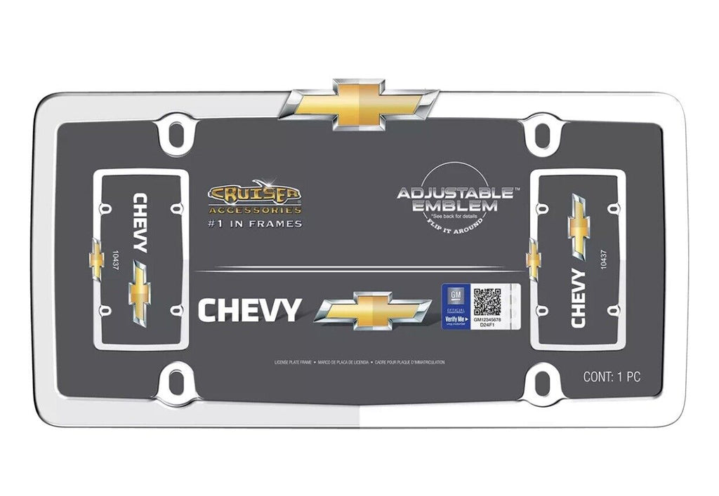 BRAND NEW Official Licensed Product Cruiser Accessories License Plate Frame Chevrolet Logo Chrome (10437) License Pate Frame