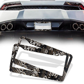 Brand New Universal 2PCS Sakura JDM Wave Black Aluminum License Plate Frame