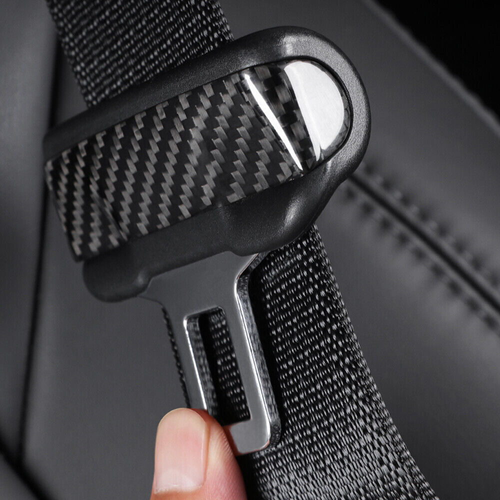 BRAND NEW 2020-2023 Tesla Model Y & 2017-2023 Tesla Model 3 Real Carbon Fiber Seat Belt Buckle Cover Trim