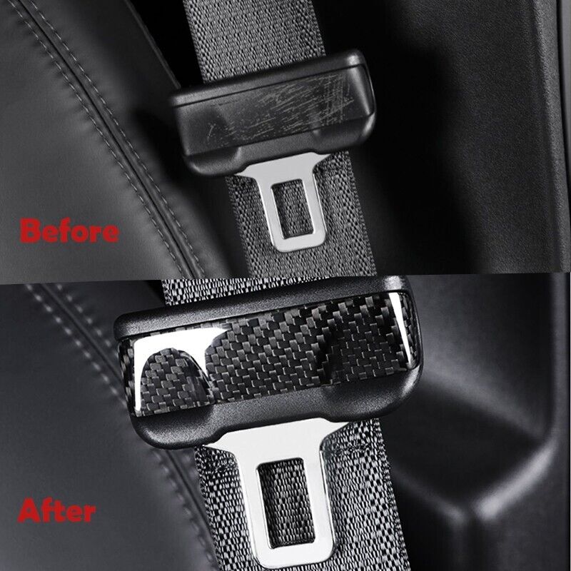 BRAND NEW 2020-2023 Tesla Model Y & 2017-2023 Tesla Model 3 Real Carbon Fiber Seat Belt Buckle Cover Trim