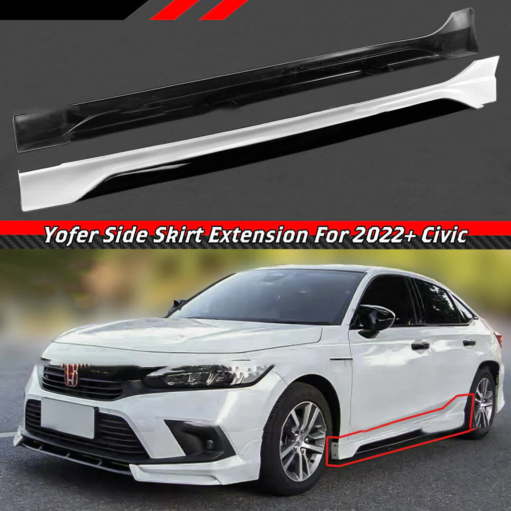 Brand New 2022-2024 Honda Civic Yofer Painted White Pearl Black 2 Tone Side Skirt Extension