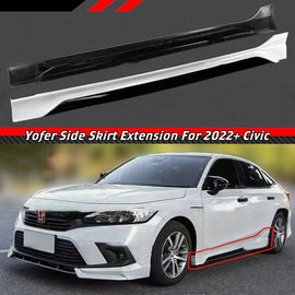 Brand New 2022-2025 Honda Civic Yofer Painted White Pearl Black 2 Tone Side Skirt Extension