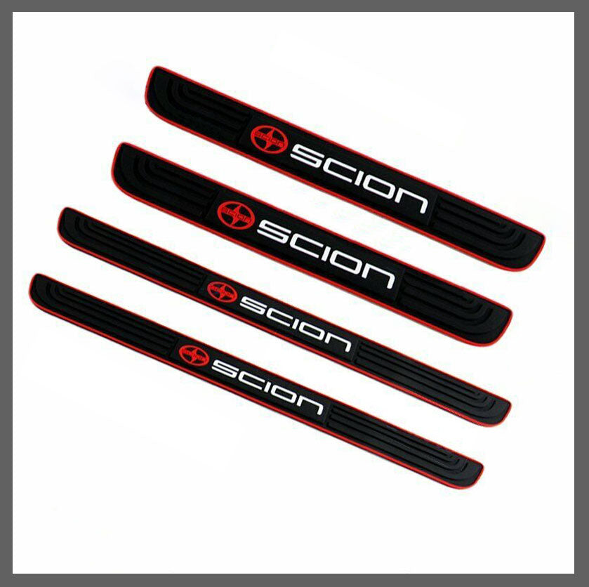 Brand New 4PCS Universal Scion Red Rubber Car Door Scuff Sill Cover Panel Step Protector