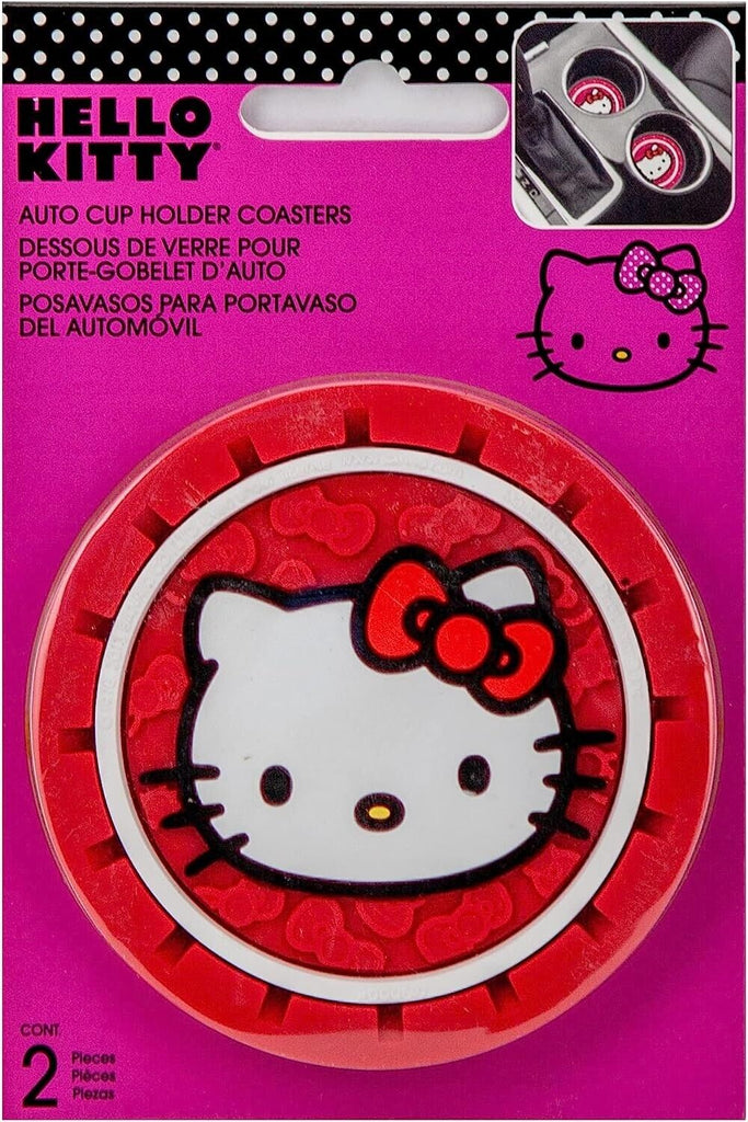 Brand New Universal 2PCS Platicolor 000677R01 Hello Kitty Sanrio Rubber Auto Car Cup Holder Coasters