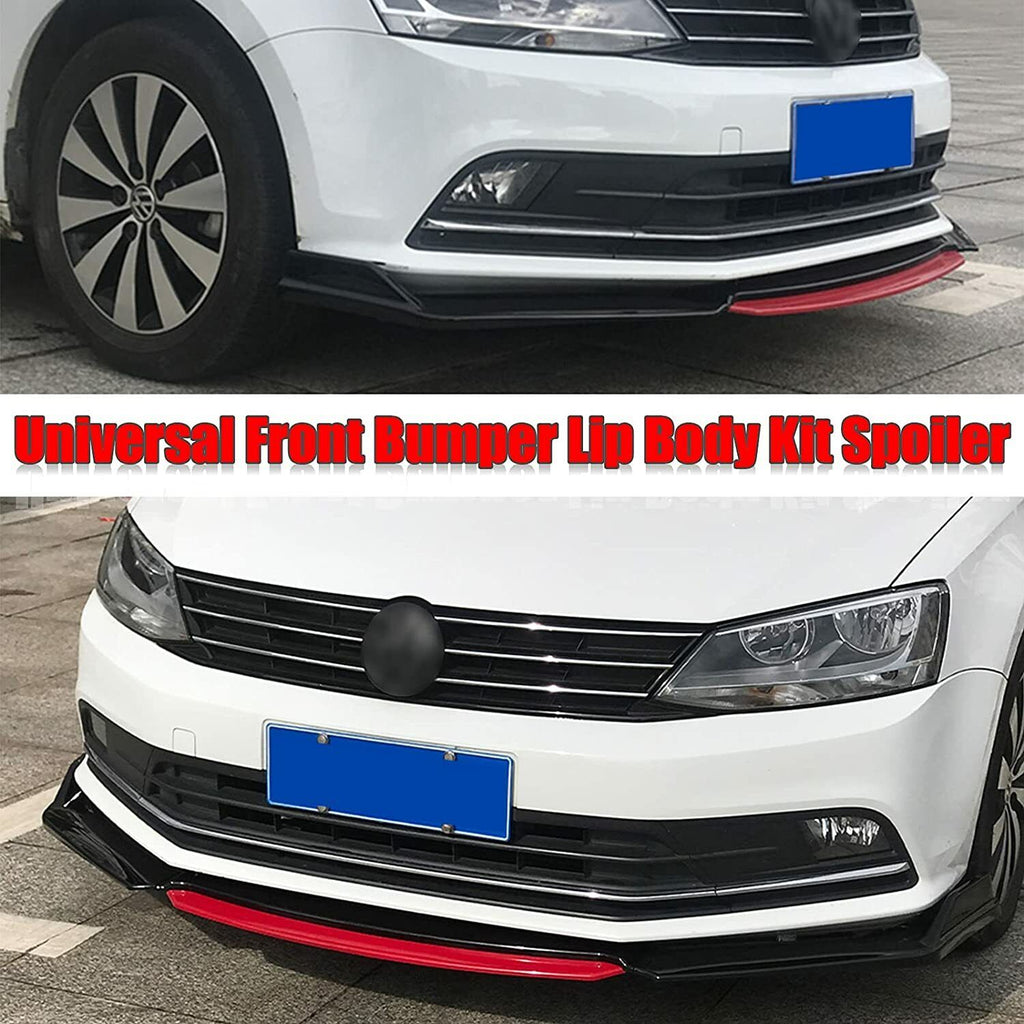 BRAND NEW 4PCS Universal Front Bumper Lip Spoiler Splitter Protector Glossy Black/Red