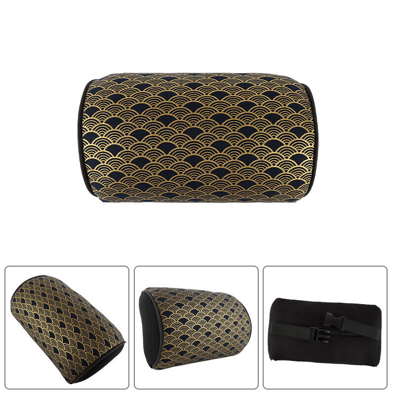 BRAND NEW 2PCS JDM SAKURA Black Fish Scale Fabric Soft Cotton Car Neck Rest Pillow Headrest