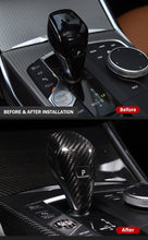 Load image into Gallery viewer, Brand New Real Carbon Fiber Black Gear Shift Knob Cover Trim For BMW G20 M340i 330i 2019-2023