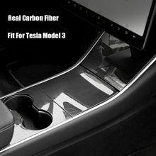 Load image into Gallery viewer, Brand New 3PCS 2017-2020 Tesla Model 3 Real Carbon Fiber Center Control Panel Hard Cover Trim Kit