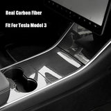 Brand New 3PCS 2017-2020 Tesla Model 3 Real Carbon Fiber Center Control Panel Hard Cover Trim Kit