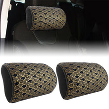 Load image into Gallery viewer, BRAND NEW 2PCS JDM SAKURA Black Fish Scale Fabric Soft Cotton Car Neck Rest Pillow Headrest