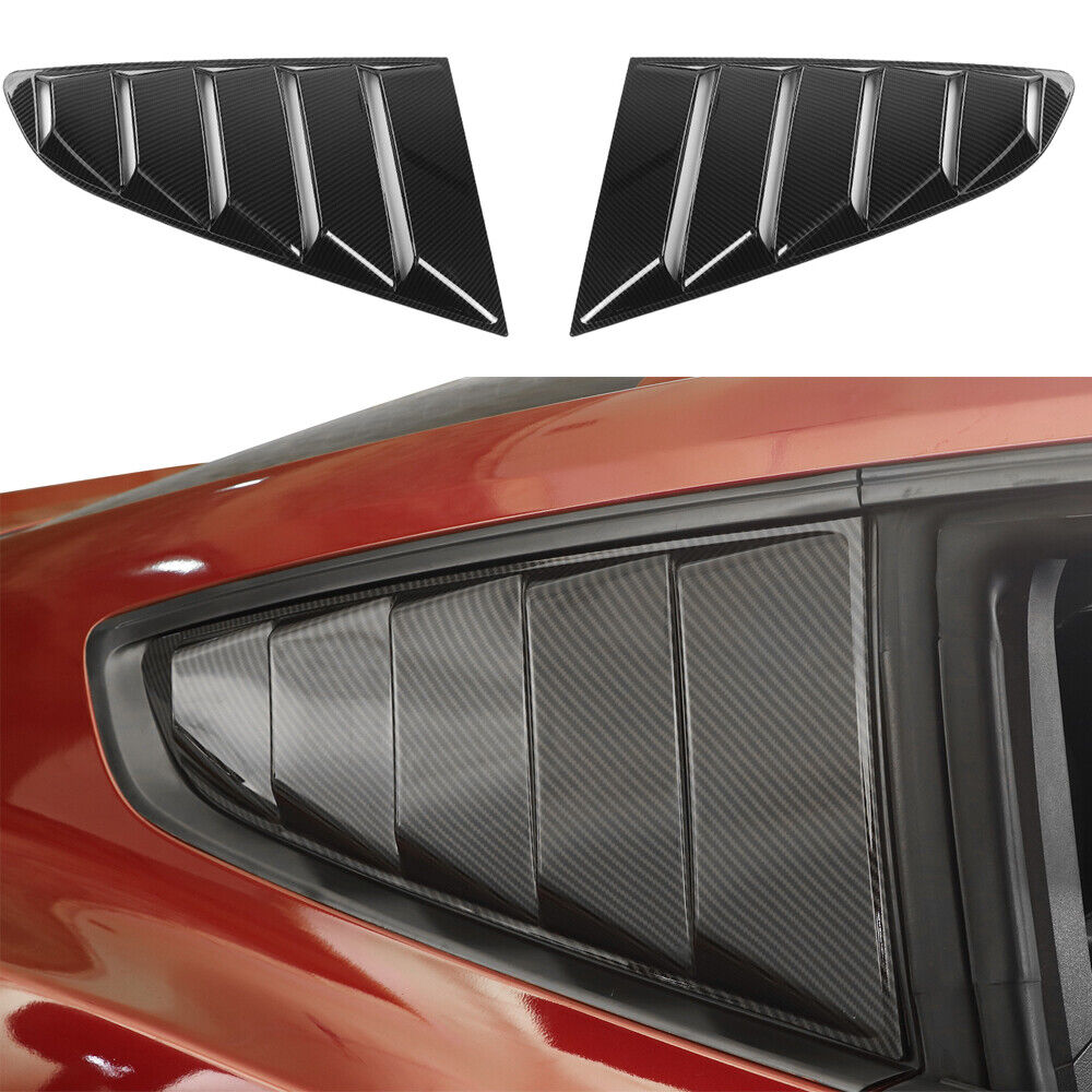 Brand New 2PCS FORD MUSTANG 2015-2023 Carbon Fiber Look Side Window Scoop Quarter Louver Cover