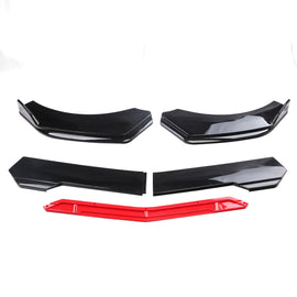 BRAND NEW UNIVERSAL 4PCS Glossy Black / Red Front Bumper Protector Body Splitter Spoiler Lip