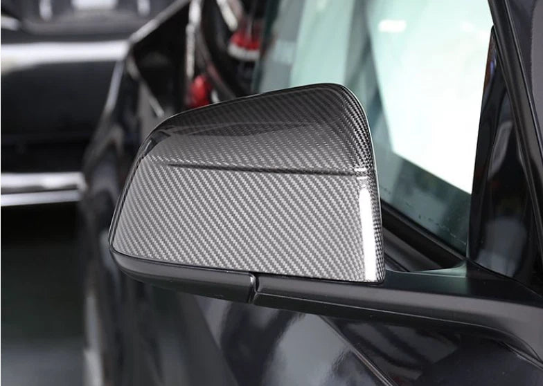 Brand New 2025-2026 Tesla Model Y Real Carbon Fiber Car Side Mirror Add On Cover Caps