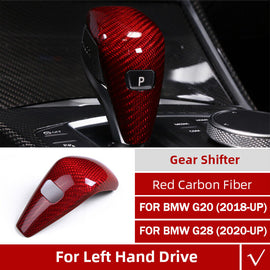 Brand New Real Carbon Fiber Red Gear Shift Knob Cover Trim For BMW G20 M340i 330i 2019-2023